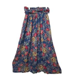 Vtg 80's Susan Bristol Cottage Rose Romantic Blue Floral Skirt Rayon USA Size 10